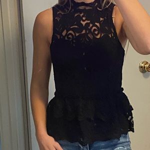 Express black lace peplum top